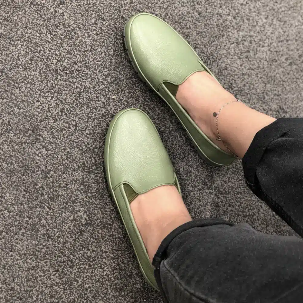 کفش راحتی چرم طبیعی زنانه 290 سبز