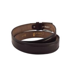 کمربند چرم طبیعی مردانه زبانه دار ساده قهوه ای