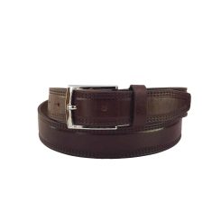 کمربند چرم طبیعی مردانه زبانه دار C-541 قهوهای