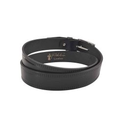 کمربند چرم طبیعی مردانه زبانه دار ساده مشکی