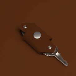 جاسوییچی چرم طبیعی طرح فولد قهوه‌ای حالت باز