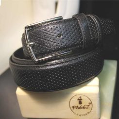 کمربند چرم طبیعی مردانه زبانه دار C-235