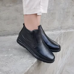 نیم بوت چرم طبیعی زنانه 618 مشکی