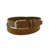 کمربند چرم طبیعی مردانه زبانه دار C-186 قهوه‌ای