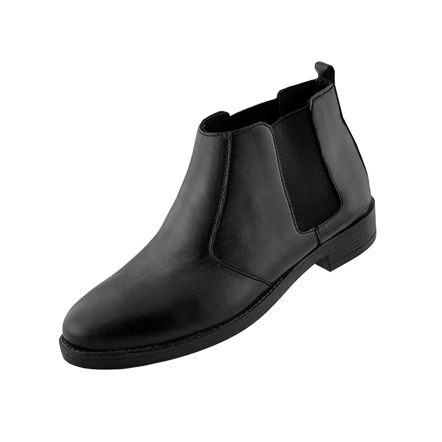 نیم بوت چرم مشکی 616 سه رخ