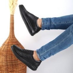 کفش اسپرت مردانه چرم 2023 مشکی پاخور