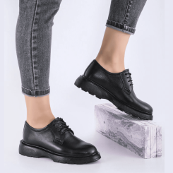 کفش لوفر زنانه چرم طبیعی مشکی پاخور