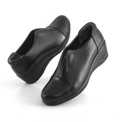 کفش طبی راحتی زنانه چرم طبیعی 391 مشکی جفت