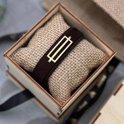 دستبند چرم و طلا مردانه کد 67