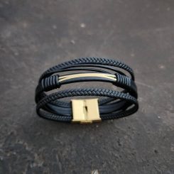 دستبند چرم و طلا مردانه زنانه کد 71