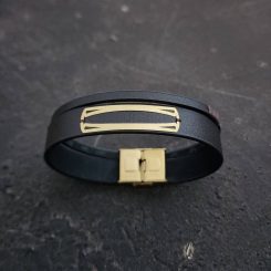 دستبند چرم و طلا مردانه زنانه کد 73