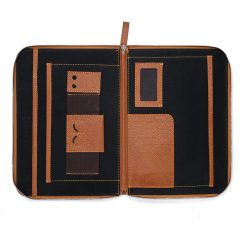 فولدر دستی چرم طبیعی عسلی داخل