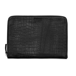 فولدر دستی چرم طبیعی مشکی کروکویی