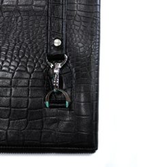 فولدر دستی چرم طبیعی مشکی کروکو