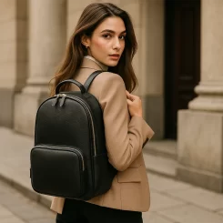 کوله پشتی چرم طبیعی مشکی 6093