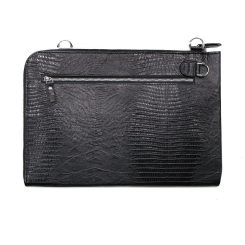 فولدر دستی چرم طبیعی 3 مشکی لیزارد