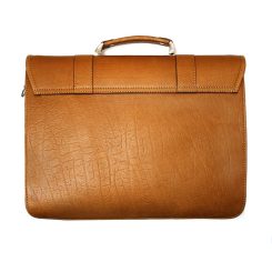 کیف اداری چرم طبیعی عسلی پشت
