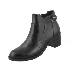 بوت زنانه چرم طبیعی مشکی 635 سه رخ